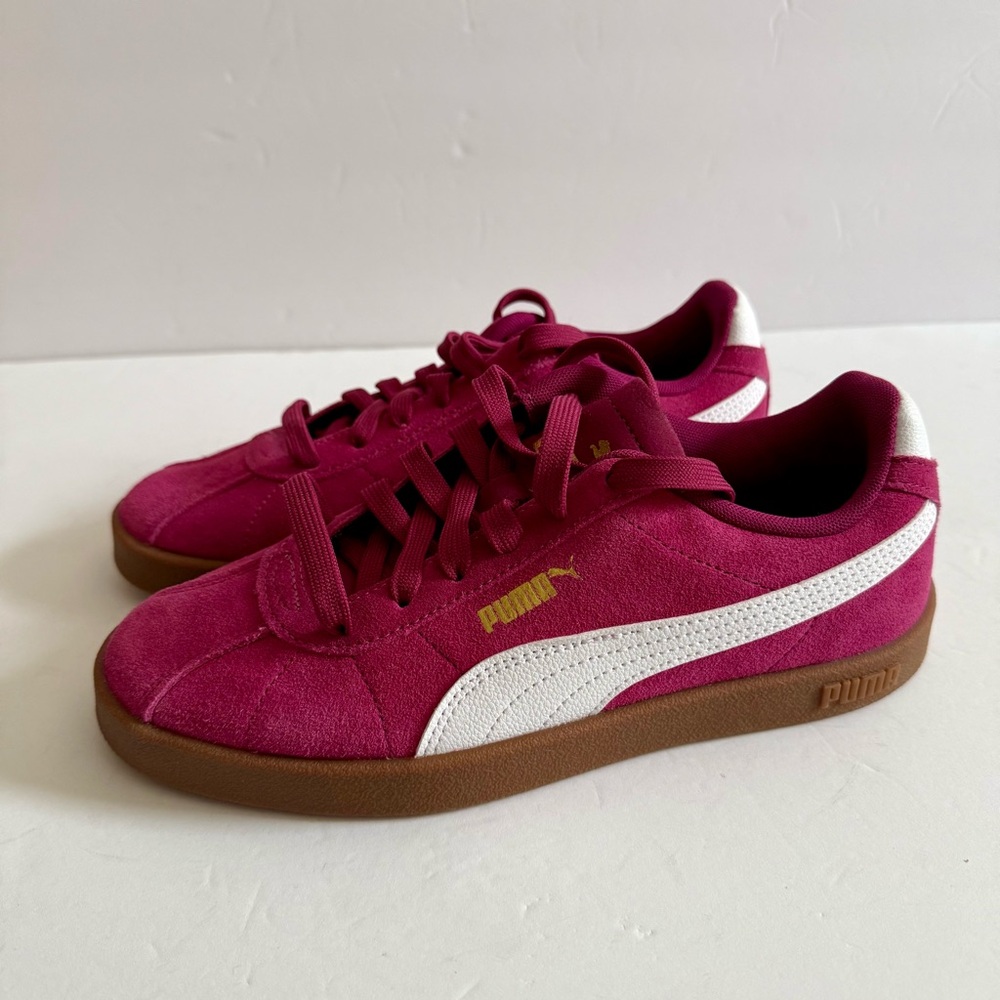 Puma Palermo Berry Burgundy White Suede Low Top Sneakers Women size 7.5